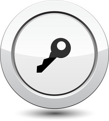 Silver Metallic Button with Key Icon vector image