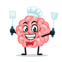 Cute brain cartoon character pointing Royalty Free Vector
