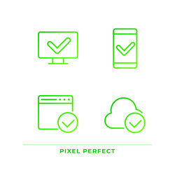 Checkmarks in digital tech pixel perfect gradient vector