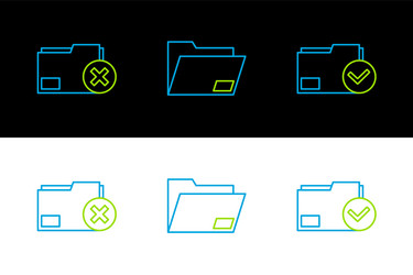 set line document folder and check mark delete vector image