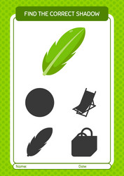 Find the correct shadows game with banana leaf vector
