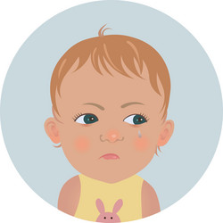 Resentful child emoticon cute offended baby emoji vector