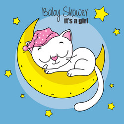 Baby girl sleeping on top of the moon Royalty Free Vector