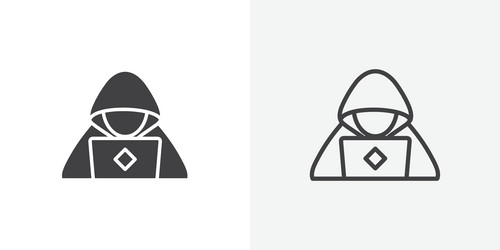 hacker thin line icon set vector image