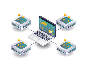 network analyzing business data development vector image