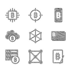 Set blockchain technology mining bitcoin from vector