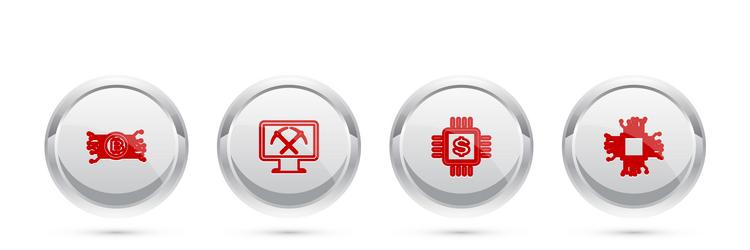 set line cryptocurrency bitcoin in circuit mining vector image