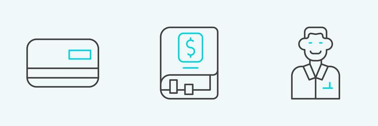 set line trader credit card and financial book vector image