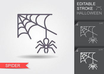 spider web and line icon with editable vector