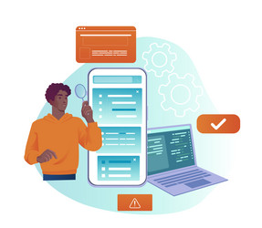 app testing and debugging process scene vector image
