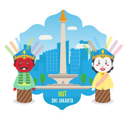 birthday jakarta background with traditional vector