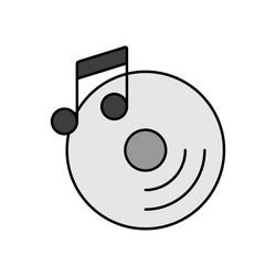 disc and music note grayscale icon vector