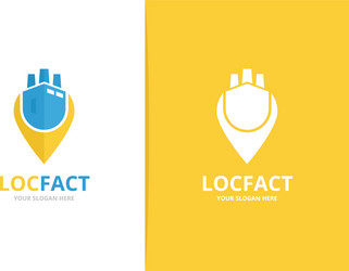 factory and map pointer logo combination vector