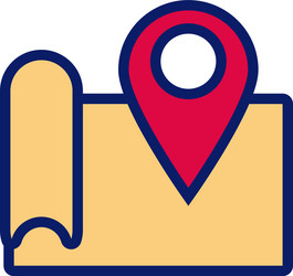 paper map guide with pin location line and fill vector image