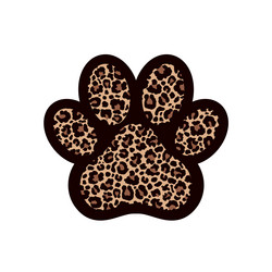 paw print filled with leopard pattern vector image
