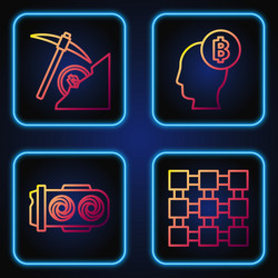 set line blockchain technology mining farm vector image