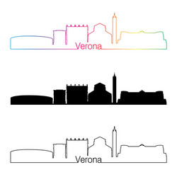 Verona skyline linear style with rainbow vector