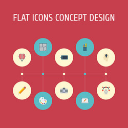 Flat icons writing scheme photo and other vector