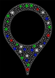 bright mesh carcass map marker with light spots vector image