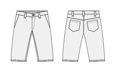 Denim shorts short pants template vector