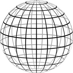 graticule 3d globe meridian parallel field lines vector