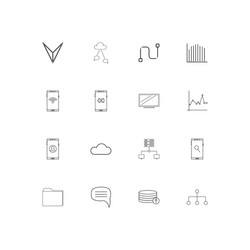 network and database simple linear icons set vector image