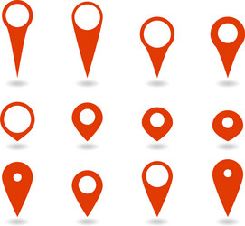 Red map location pointer icon collection vector