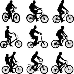 Cyclist Silhouette Couple vector