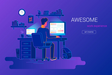 man working with pc at his work desk and testing vector image