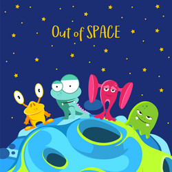 Out of space spaceship background with monsters vector