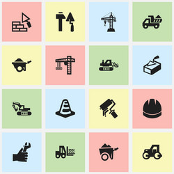 set of 16 editable structure icons includes vector image