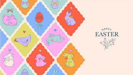 Sweet Easter Bunny & Egg Decor Vector Image