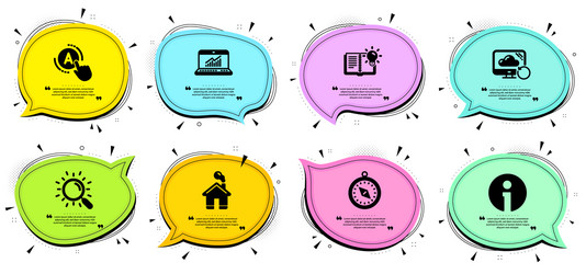 Travel compass product knowledge and info icons vector