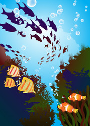 Ocean view with the cloud board blank space Vector Image
