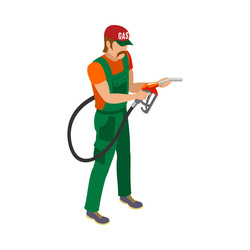 Gas station worker vector