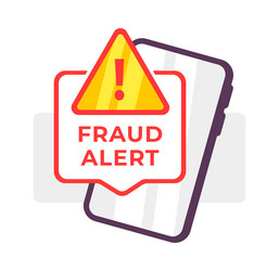 mobile phone with a fraud alert warning sign vector