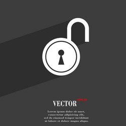 Open lock symbol flat modern web design with long vector