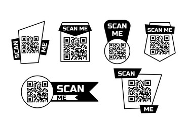 Scan me qr code icon for smartphone bundle set vector