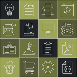 set line document settings note paper with push vector image