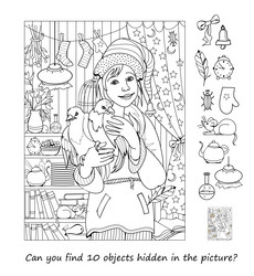 can you find 10 objects hidden in the picture vector image
