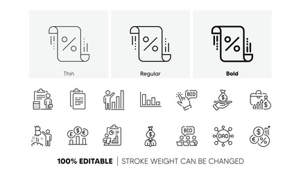graph chart bitcoin project and loan line icons vector image