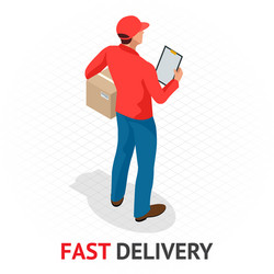 Isomeric fast delivery concept man vector