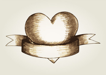 Sketch of a heart emblem vector