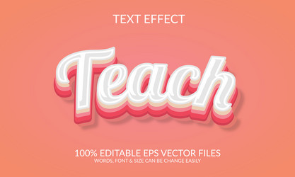 teach 3d text effect design vector image