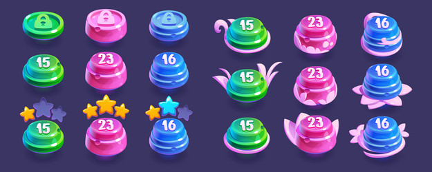 Candy game ui level indicator to select star icon vector