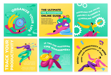 network web page set with time management guide ad vector image