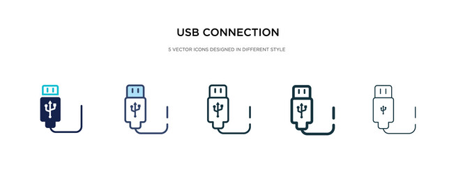usb connection icon in different style two vector image