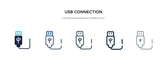 usb connection icon in different style two vector