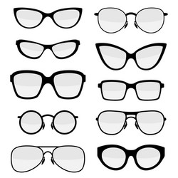 Silhouettes of different eyeglasses Royalty Free Vector
