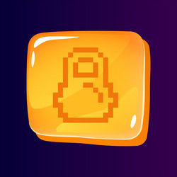 kettlebell glossy ui button with pixelated icon vector image